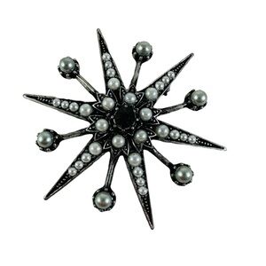 Vintage Starburst Brooch with Pearls